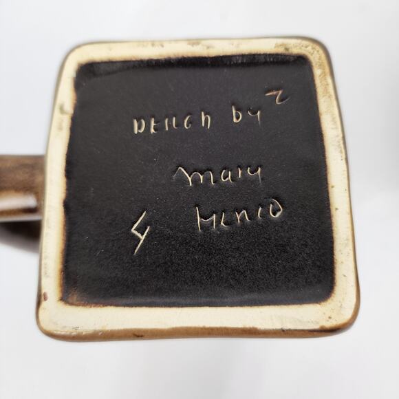 Mara Mexico Pottery Stoneware Square Mug Moose Pine Trees Moon Stars - Signed - Picture 6 of 7